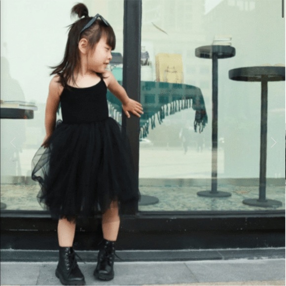 Toddler Girls Black Tutu Ribbed Dress 3T - Picture 2 of 10